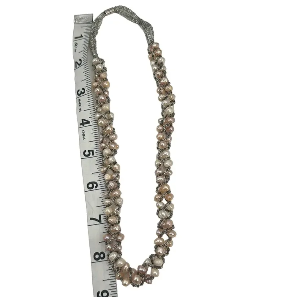 Handmade pearl twisted beaded necklace